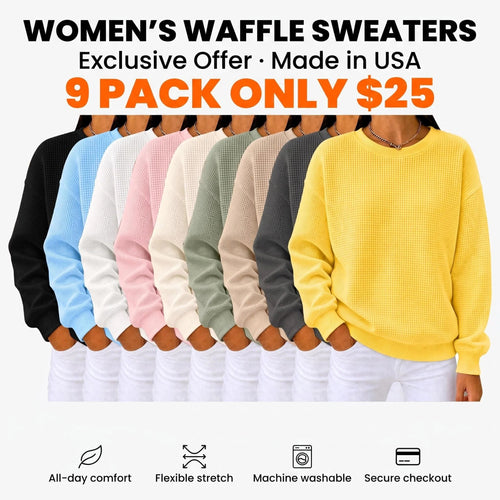 CLEARANCE SALE🔥Women's Waffle Knit Crewneck Sweatshirt