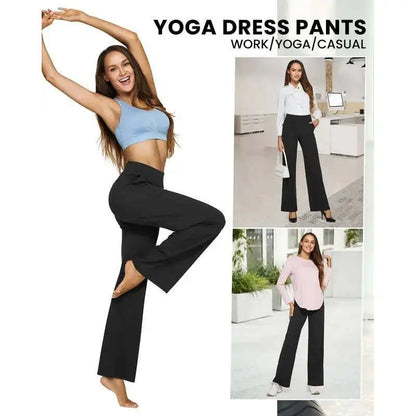 💚Women’s High-Waist Wide Leg Pants – Business Casual Yoga Dress Pants with Pockets