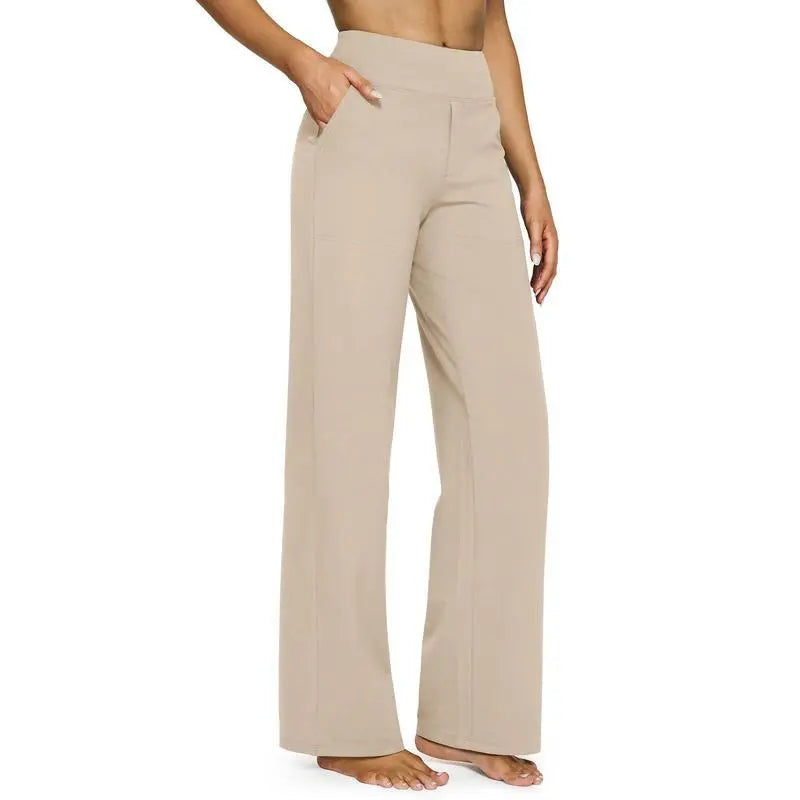 💚Women’s High-Waist Wide Leg Pants – Business Casual Yoga Dress Pants with Pockets