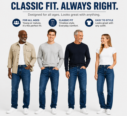 Men’s Comfort Stretch Slim Straight Leg Denim Pants Casual Daily Wear