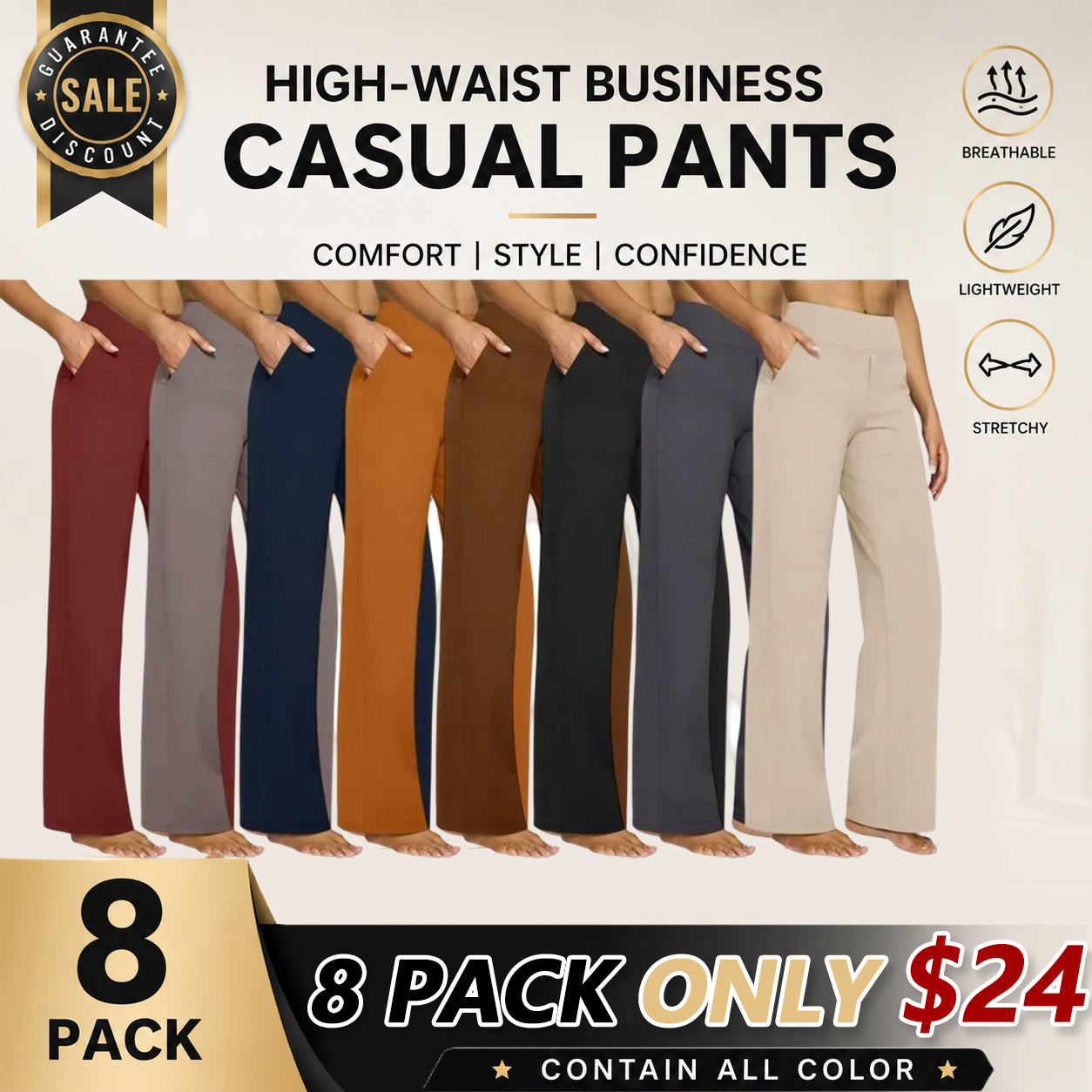 💚Women’s High-Waist Wide Leg Pants – Business Casual Yoga Dress Pants with Pockets