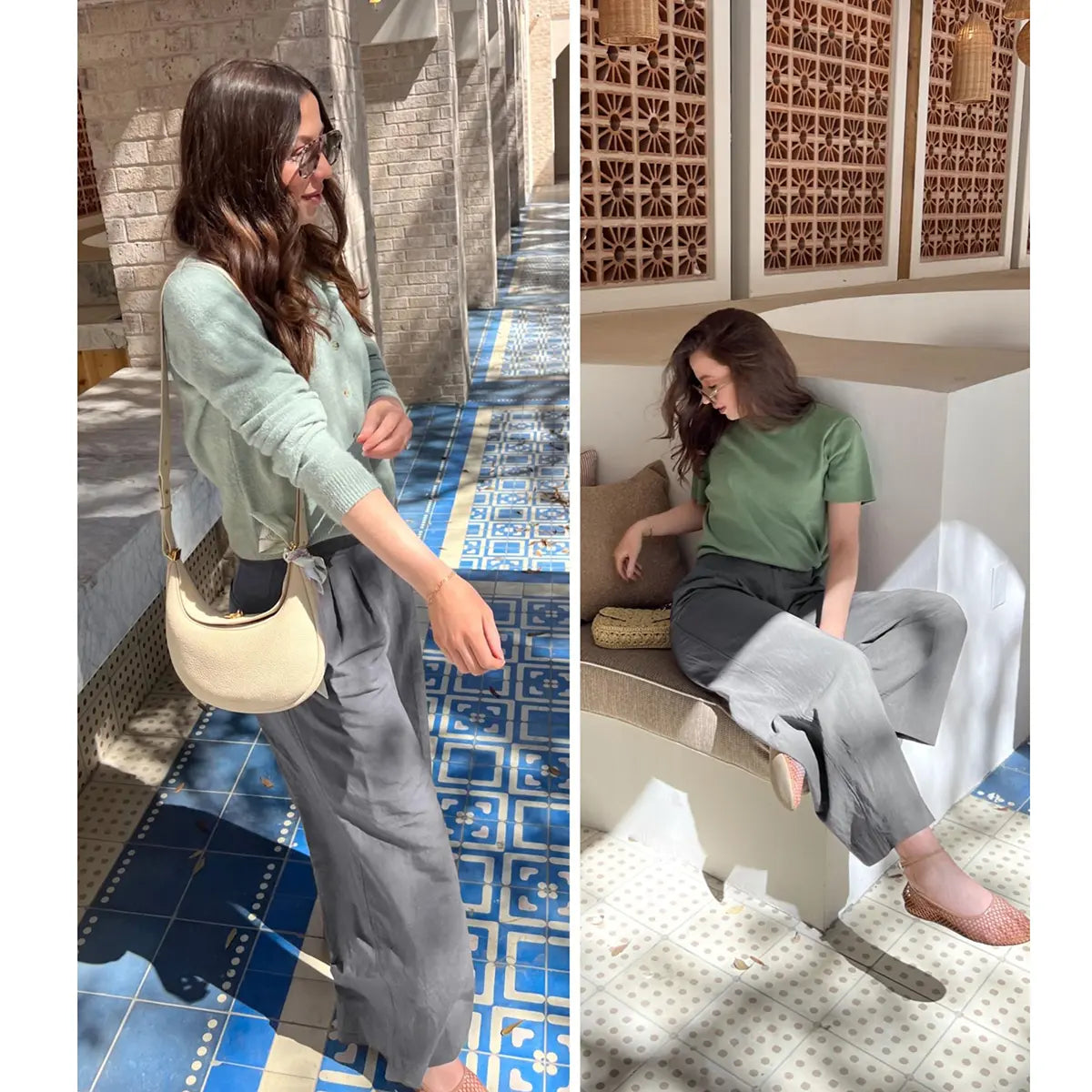 Women’s Casual High Waist Linen Wide Leg Trousers
