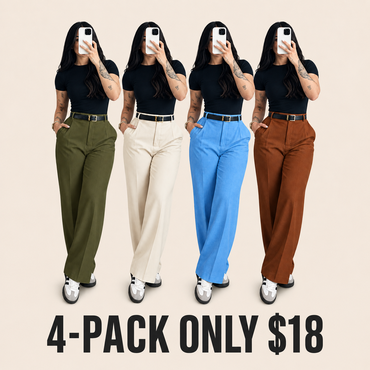 Women's High Rise Straight Leg Trousers – Elegant & Comfortable