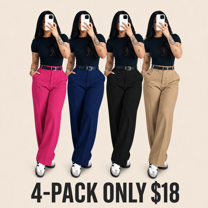 Women's High Rise Straight Leg Trousers – Elegant & Comfortable