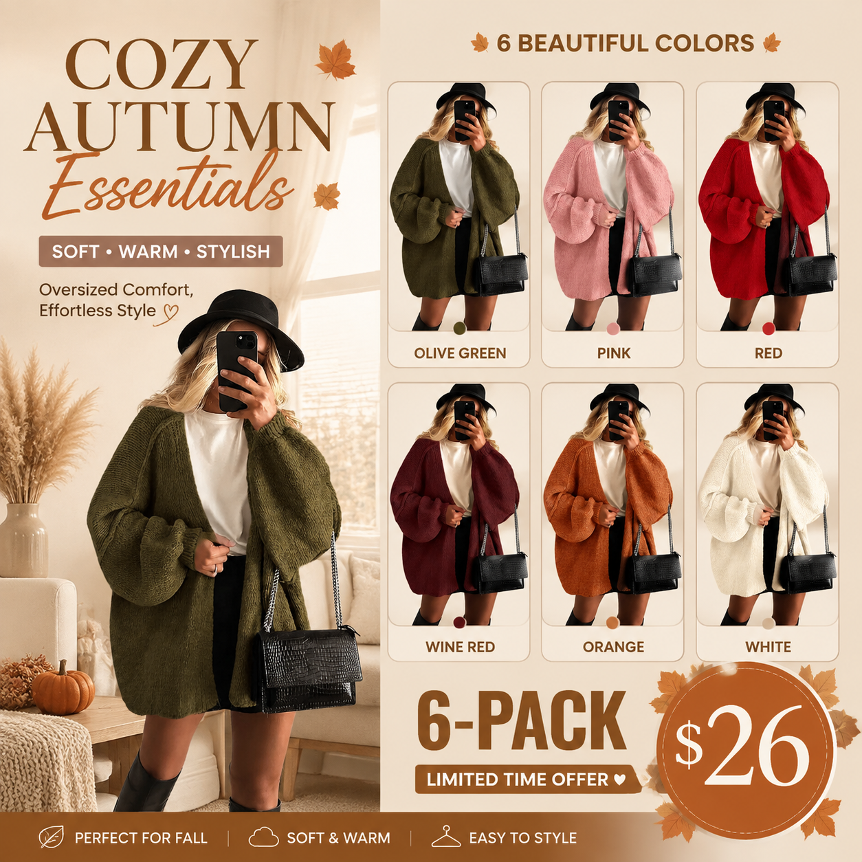 PrettyGarden Women's Oversized Cardigan Sweater - Lightweight Knit