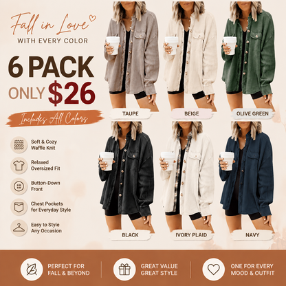 Women's Loose Fit Waffle Knit Shacket