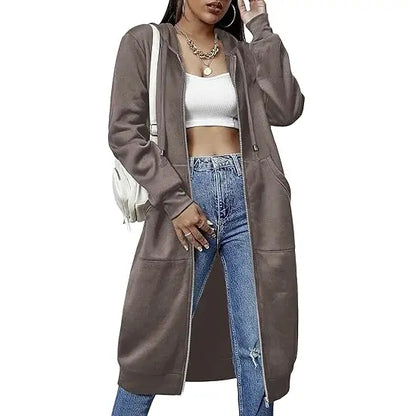 Women's Zip Up Fleece Hoodie Tunic Jacket