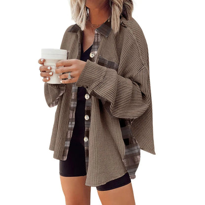 Women's Loose Fit Waffle Knit Shacket