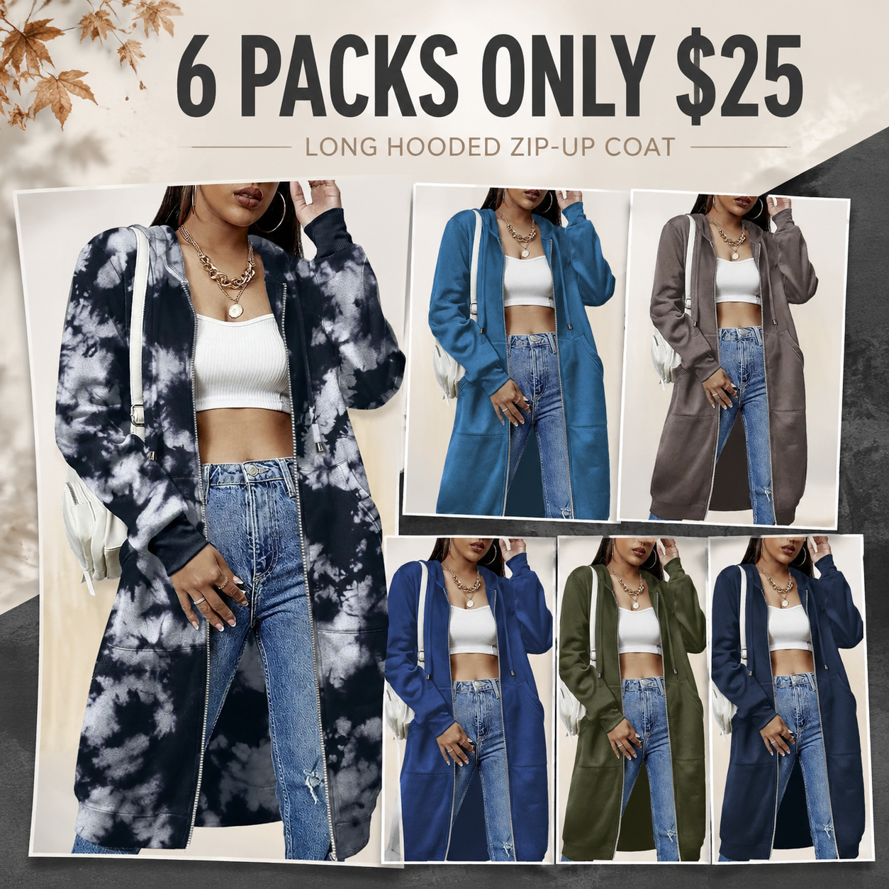 Women's Zip Up Fleece Hoodie Tunic Jacket