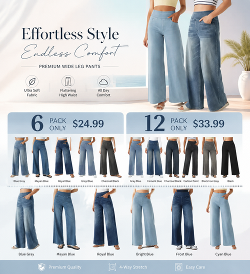 💝Last Day Promotion⚡High Waisted Multiple Pockets Baggy Wide Leg Washed Stretchy Knit Casual Jeans