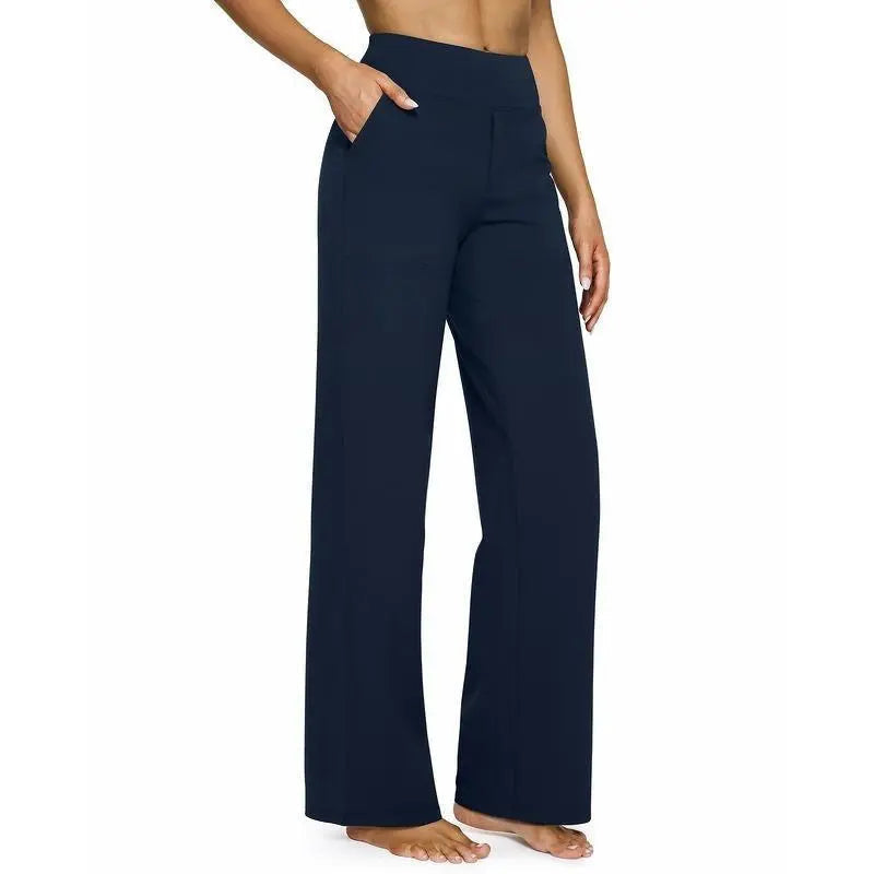 💚Women’s High-Waist Wide Leg Pants – Business Casual Yoga Dress Pants with Pockets