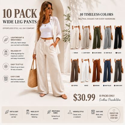 Women’s Casual High Waist Linen Wide Leg Trousers