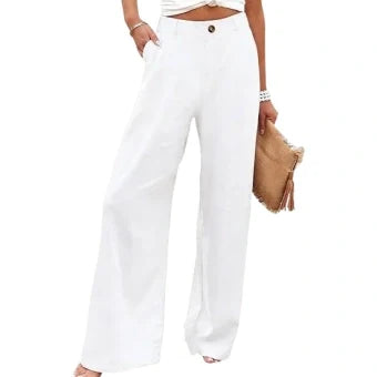 Women’s Casual High Waist Linen Wide Leg Trousers